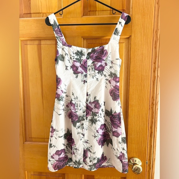 Princess Polly Casetta Mini Dress Dress Cream Sleevless Purple Roses Dress - Picture 3 of 4